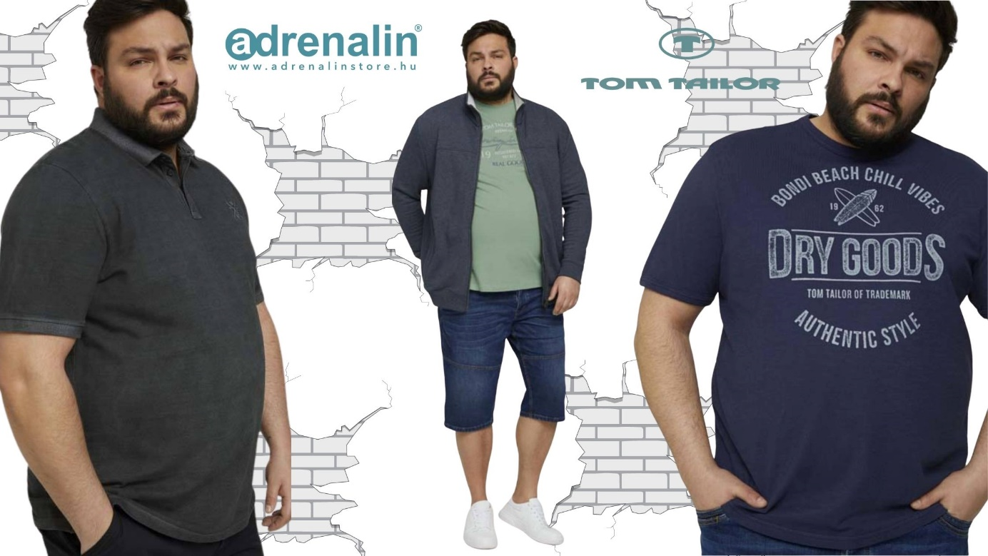 A képen Tom Tailor nagyméretű férfi ruházat, nagyméretű Férfi rövid ujjú pamut pólók látható