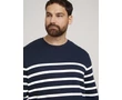 Tom Tailor Férfi csíkos sötétkék kötött pulóver Méret:4XL/62