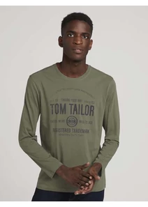 Tom Tailor Férfi khaki hosszú ujjú pólók