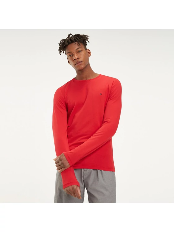 Tommy Hilfiger Férfi piros hosszú ujjú pólók