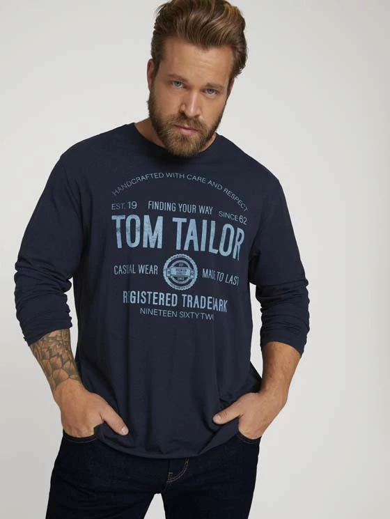 Tom Tailor Férfi sötétkék hosszú ujjú pólók